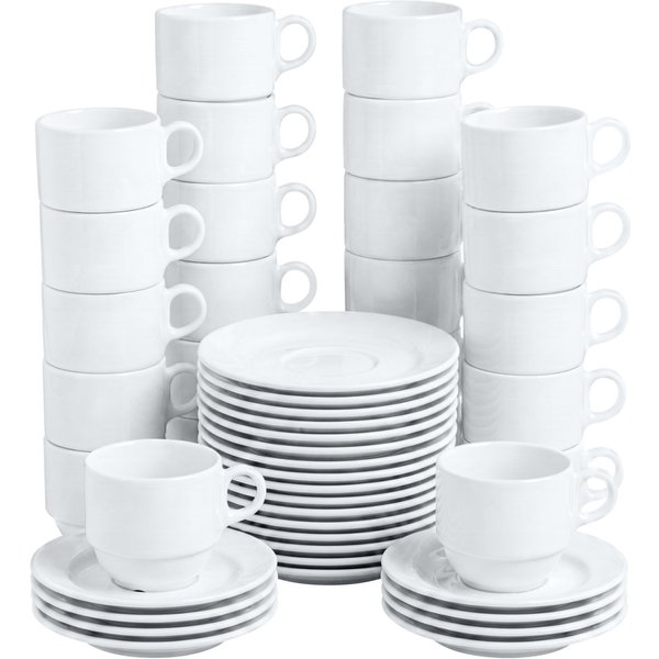 24x PULSIVA Tasse à café Stackora 48 pièces; 19 cl, 8x7 cm (ØxH); blanc; 24 Set(s) / Lot