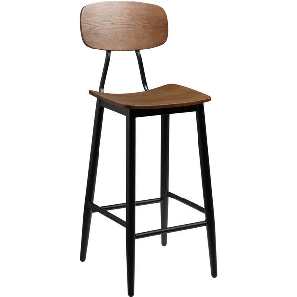 Sgabello Scuola VEGA; 44.5x51x115 cm (LxPxH); seduta marrone antico, struttura nero; 2 pz. / Pacco