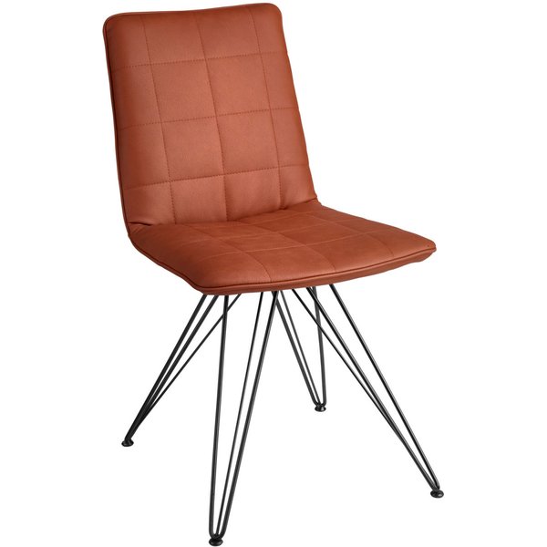 2x VEGA Sedia Milaria in similpelle, pacco da 2; 60x51x88.5 cm (LxPxH); seduta cognac, struttura nero; 2 set / Pacco