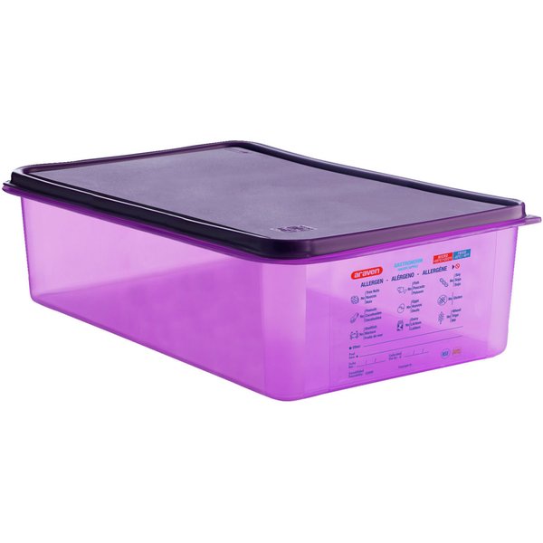 Contenitori Gastronorm per alimenti senza allergeni Araven; GN 1/1, 20.5 l, 53x32.5x15 cm (LxLxP); violetto