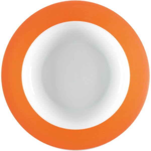 6x PULSIVA Assiette Multi-Color creuse; 35 cl, 23.5x4.6 cm (ØxH); blanc/orange; rond(e); 6 pièce(s) / Lot