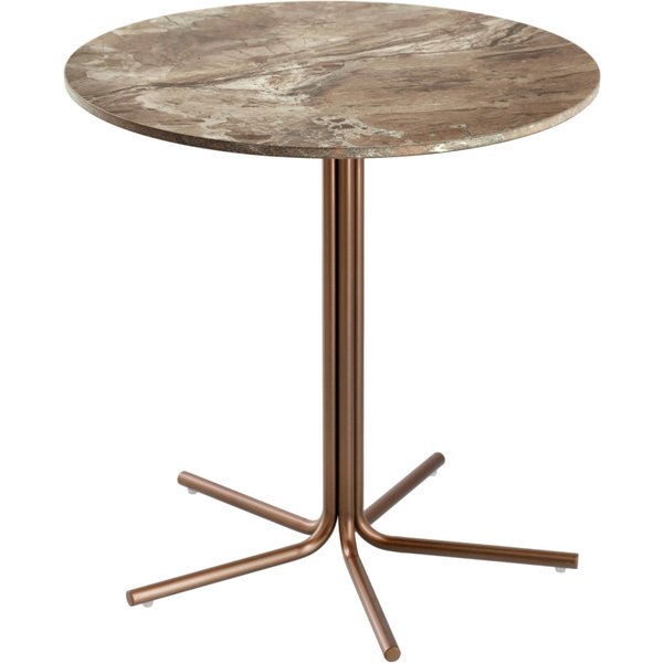 Table basse Alba VEGA; 50x50 cm (HxØ); Plateau marbré/blanc, Structure cuivré; rond(e)