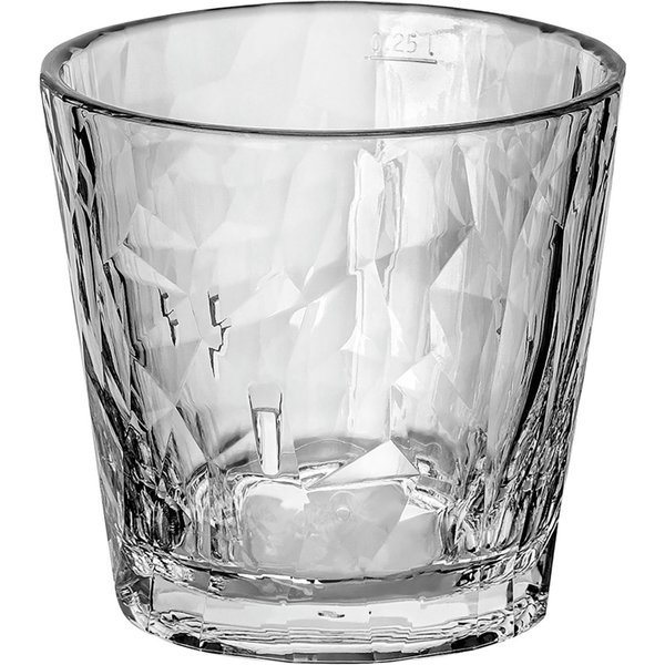 Bicchiere tumbler Lowball Club No. 22 Superglas plastica con marcatura koziol; 300 ml, 8.7 cm (H); trasparente; 0.25 l Segno di riempimento, 2 pz. / Pacco