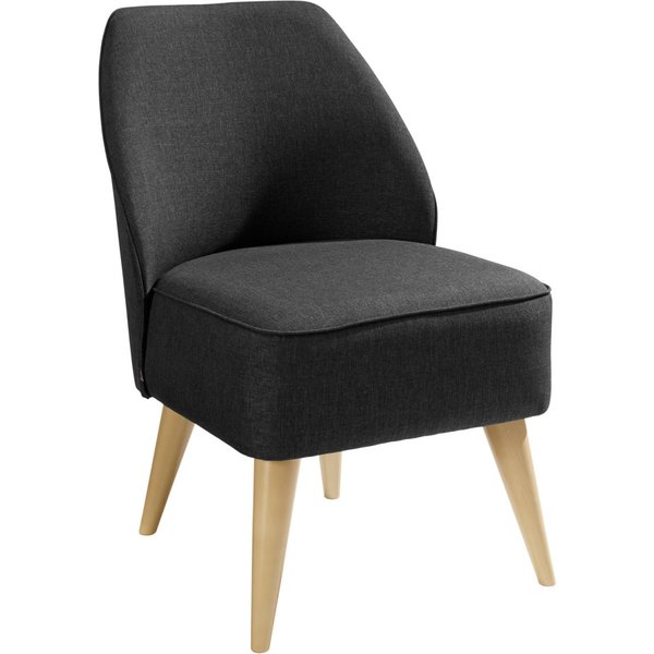 Fauteuil lounge Houston tissu VEGA; 54x60x82 cm (lxPxH); Assise anthracite chiné