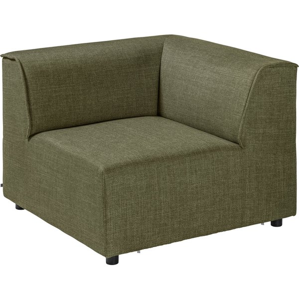Élément d'angle pour canapé modulable Belford für modulares Sofa VEGA; 93x93x70 cm (lxPxH); Assise vert chiné, Structure noir