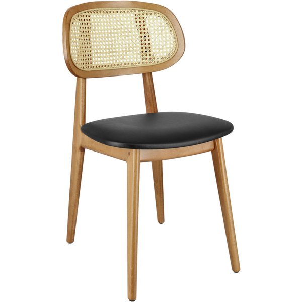 Sedia Vindo in similpelle VEGA; 45x51x83 cm (LxPxH); seduta nero, struttura marrone chiaro; 2 pz. / Pacco