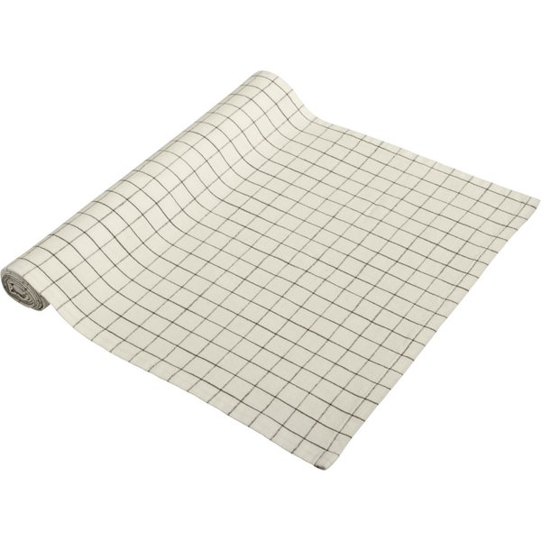 ERWIN M. Runner tavola Skan quadretti piccoli; 40x120 cm (LxL); bianco crema/antracite