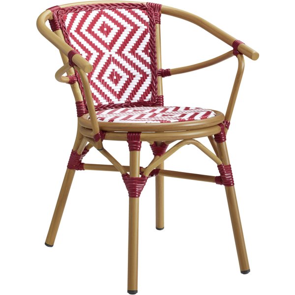 2x VEGA Sedia bistrot da esterno Estilo; 59x63x76 cm (LxPxH); seduta rosso, struttura marrone; 2 pz. / Pacco