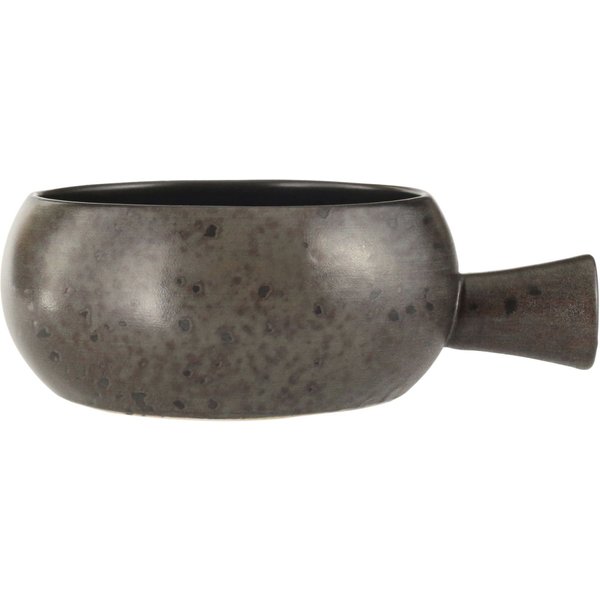 6x Porland Ciotola Ironstone con manico; 600 ml, 14x6.25 cm (ØxH); marrone scuro/nero; rotonda; 6 pz. / Pacco