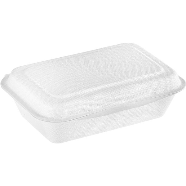 50x NATUREStar Lunchbox in canna da zucchero Nature V rettangolare; 450 ml, 17x12.5x4.9 cm (LxLxH); bianco; rettangolare; 50 pz. / Pacco
