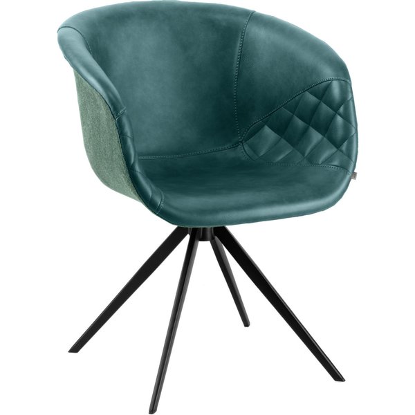 VEGA Sedia con braccioli Yankee; 61x60x80 cm (LxPxH); seduta petrolio, struttura nero