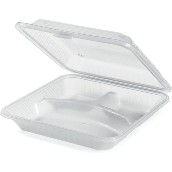 12x Contacto Boîte réutilisable Eco-Takeout 3 compartiments; 23x23x7 cm (LxlxH); transparent; carré(e); 12 pièce(s) / Lot
