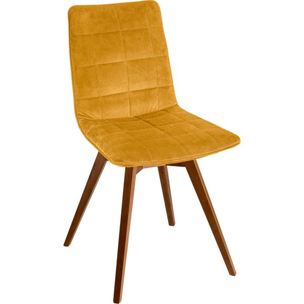 Sedia Milaria in velluto, pacco da 2 VEGA; 60x51x88.5 cm (LxPxH); seduta oro, struttura noce; 2 set / Pacco