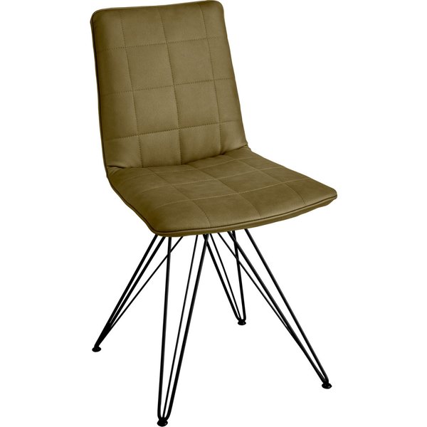 Chaise Milaria similicuir, lot de 2 VEGA; 60x51x88.5 cm (lxPxH); Assise kaki, Structure noir; 2 Set(s) / Lot