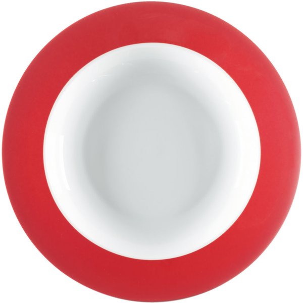 6x PULSIVA Assiette Multi-Color creuse; 35 cl, 23.5x4.6 cm (ØxH); blanc/rouge; rond(e); 6 pièce(s) / Lot