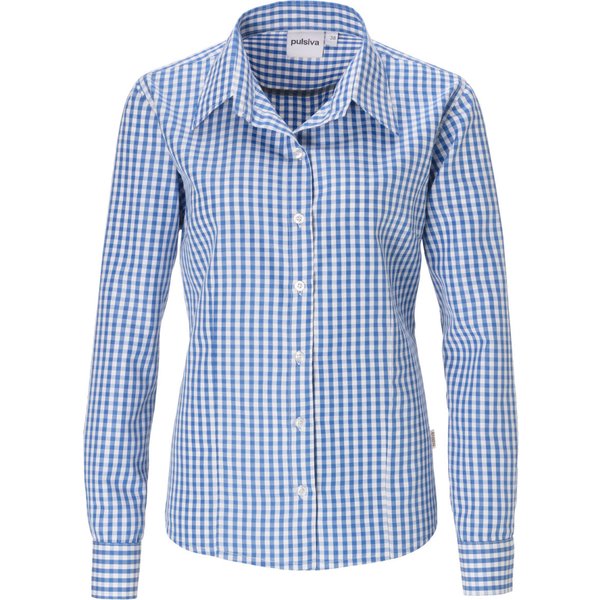 PULSIVA Camicetta da cameriera Marie maniche lunghe; Taglia 56; blu/bianco
