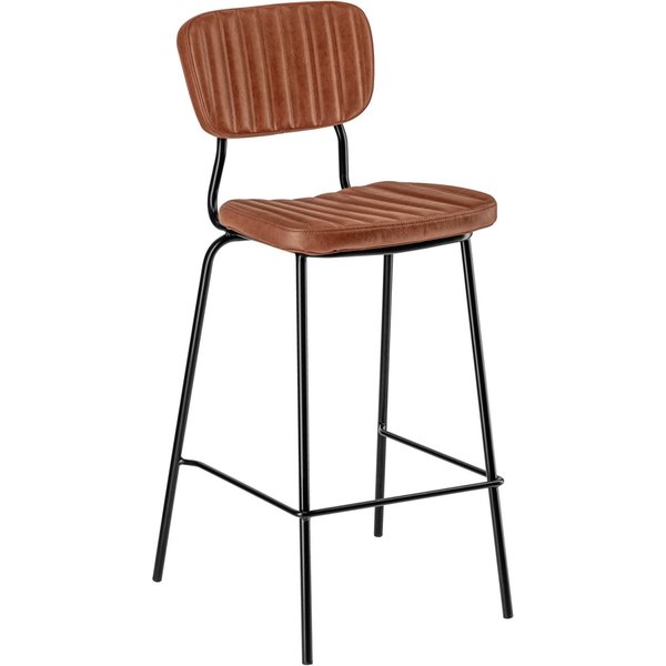 Chaise de bar Tolo VEGA; 53x53x112 cm (lxPxH); Assise cognac, Structure noir; 2 pièce(s) / Lot