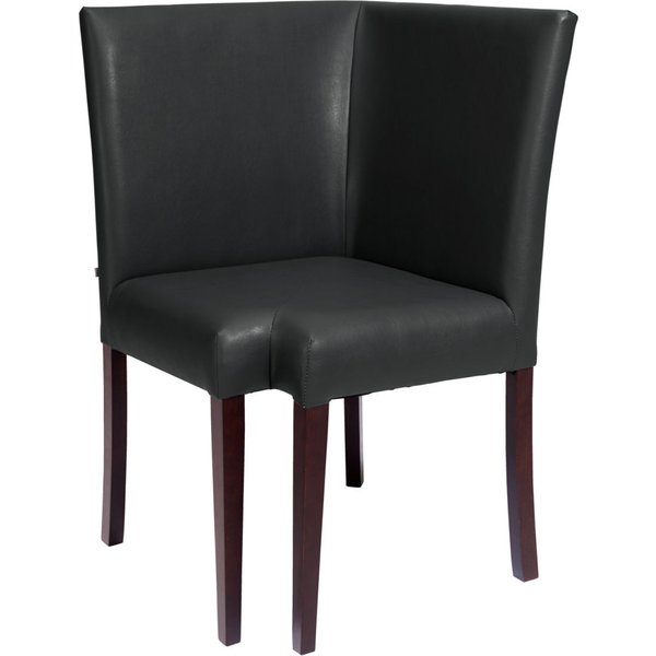 Élément d'angle Naples VEGA; 63x63x95.5 cm (lxPxH); Assise noir, Structure teinté wengé