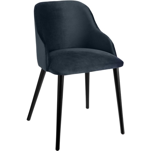 VEGA Chaise rembourrée Almonda velours; 54x64x77.5 cm (lxPxH); Assise bleu foncé, Structure noir