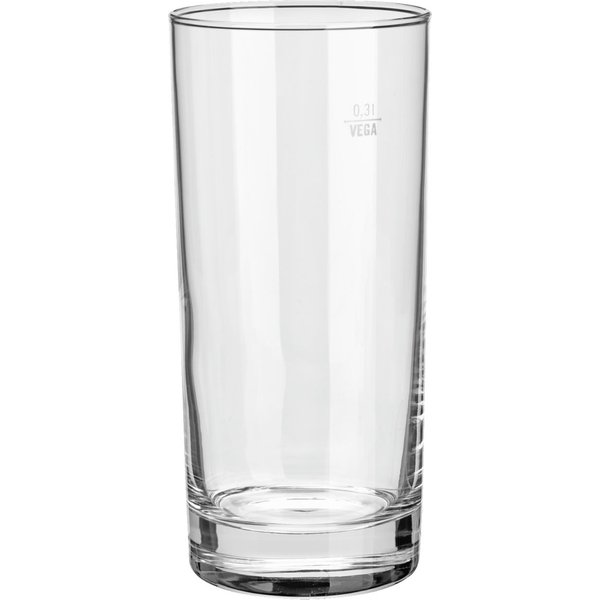 12x VEGA Bicchiere bibite Simple con tacca; 380 ml, 6.8x14.9 cm (ØxH); trasparente; 0.3 l Segno di riempimento, 12 pz. / Pacco