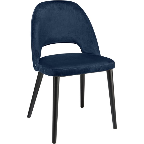 VEGA Chaise rembourrée Tonda; 51x64x78 cm (lxPxH); Assise bleu foncé, Structure noir