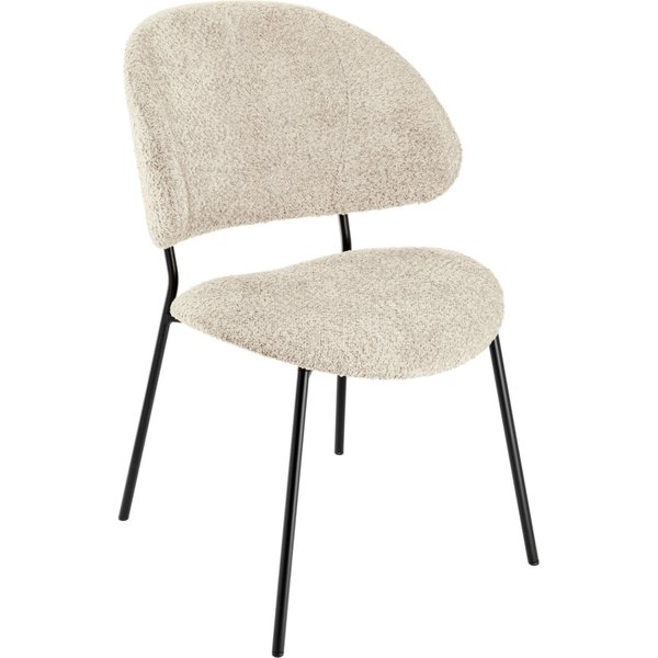 VEGA Sedia Lindo tessuto Bouclé; 55x65x85 cm (LxPxH); seduta beige, struttura nero