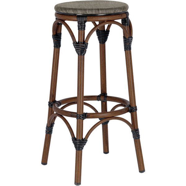 2x VEGA Tabouret de bar d'extérieur Rimalia; 36x36x76 cm (lxPxH); Assise gris chiné, Structure brun; 2 pièce(s) / Lot