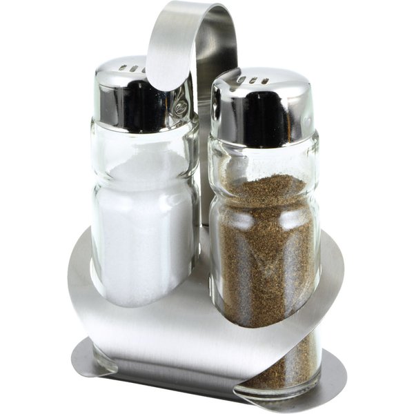 6x PULSIVA Ménagère salière/poivrière Battuda; 5 cl, 8.5x12x6 cm (lxHxP); argenté/transparent; 6 Set(s) / Lot
