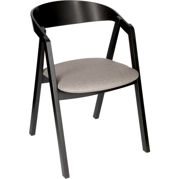 Chaise empilable Calma hêtre laqué noir et tissu VEGA; 54x53x79 cm (lxPxH); Assise taupe, Structure noir; 2 pièce(s) / Lot