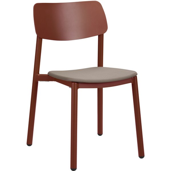 Sedia da esterno impilabile Punta senza braccioli VEGA; 48.5x52.5x81 cm (LxPxH); seduta tortora, struttura rosso scuro; 4 pz. / Pacco