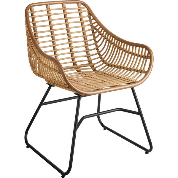 Chaise d'extérieur Tomeo Bambus-Look VEGA; 60x62x83 cm (lxPxH); Assise brun clair, Structure noir; 2 pièce(s) / Lot