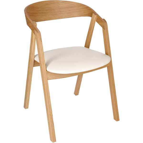Chaise empilable Calma chêne et similicuir VEGA; 54x53x79 cm (lxPxH); Assise blanc, Structure chêne; 2 pièce(s) / Lot