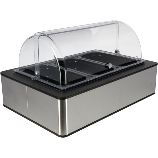 VEGA Vetrina Fundale alta, 6,5 cm, 3x GN 1/3, in melamina; GN 1/1, 63x42.5x33.9 cm (LxLxH); acciaio inox/antracite/nero/trasparente; rettangolare