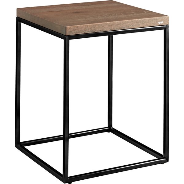 VEGA Tavolino Deven quadrato; 40x40x50 cm (LxLxH); Piano tavolo quercia antica, struttura nero; quadrata