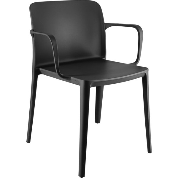 4x PULSIVA Sedia in plastica Rigg con braccioli; 57x55x78 cm (LxPxH); nero; 4 pz. / Pacco