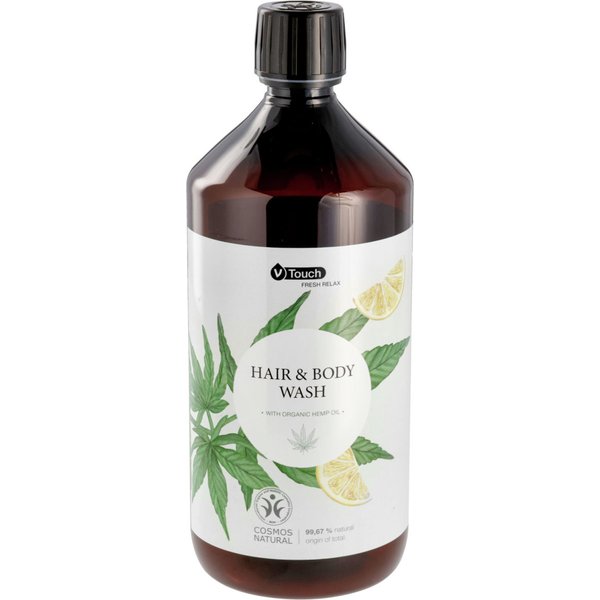 Doccia shampoo monodose per hotel Fresh Relax bottiglia di ricarica V-Touch; 1000 ml; giallo; 6 pz. / Pacco