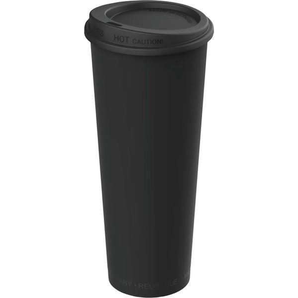 Gobelet réutilisable Michigan avec couvercle elasto REuse; 500 ml, 7.9x18 cm (ØxH); noir; 25 pièce(s) / Lot