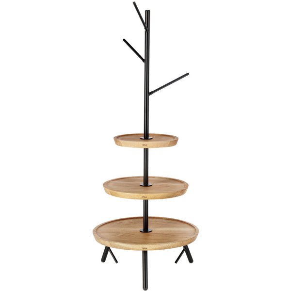 VEGA Présentoir Cornu 3 étages, à bras; 34.8x90.8 cm (ØxH); chêne/noir; rond(e)