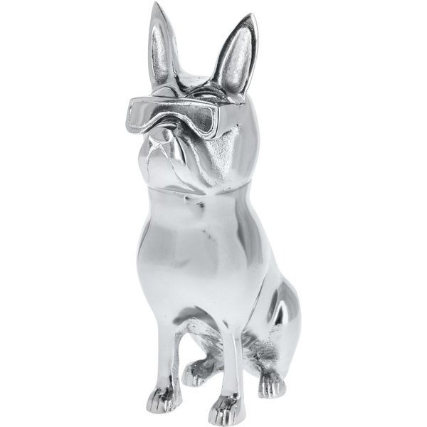 Bouledogue décoratif Bully avec lunettes de soleil; 17.75x28x9.5 cm (lxHxP); argenté