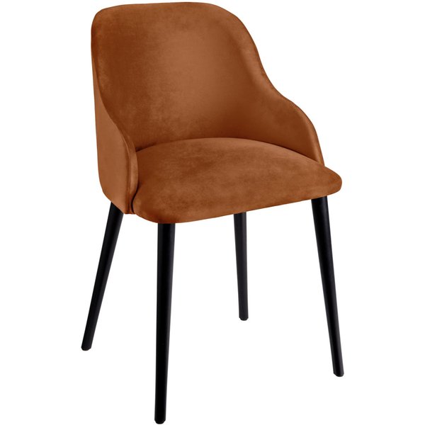 VEGA Chaise rembourrée Almonda velours; 54x64x77.5 cm (lxPxH); Assise cognac, Structure noir
