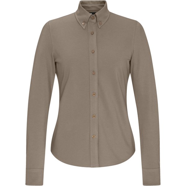 JOBELINE Chemisier femme Piqué manches longues; Taille S; taupe