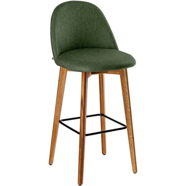 Sgabello Alwin VEGA; 47x48x111 cm (LxPxH); seduta verde, struttura quercia/naturale
