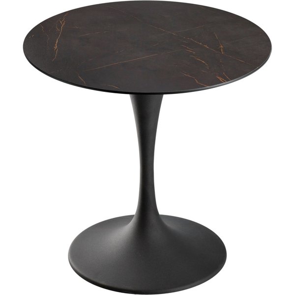 Tavolo da esterno Tulip Tromba VEGA; 80x71 cm (ØxH); Piano tavolo nero/marrone, struttura nero; rotonda