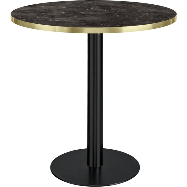 VEGA Table Marvani piètement en acier; 75x80 cm (HxØ); Plateau doré/noir/marbré, Structure noir; rond(e)