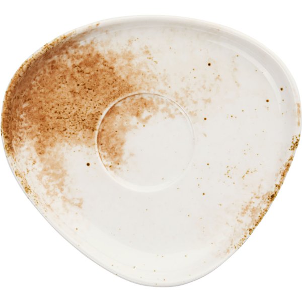 6x VEGA Piattino sottotazza cappuccino e mug Purior; 15.5x14x2.3 cm (LxLxH); bianco/marrone; ovale; 6 pz. / Pacco