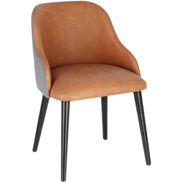 VEGA Chaise rembourrée Almonda Mix similicuir, tissu; 54x64x77.5 cm (lxPxH); Assise cognac, Structure noir