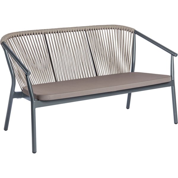 Canapé d'extérieur Calvo 3 places VEGA; 140x75x78 cm (lxPxH); Assise taupe, Structure anthracite