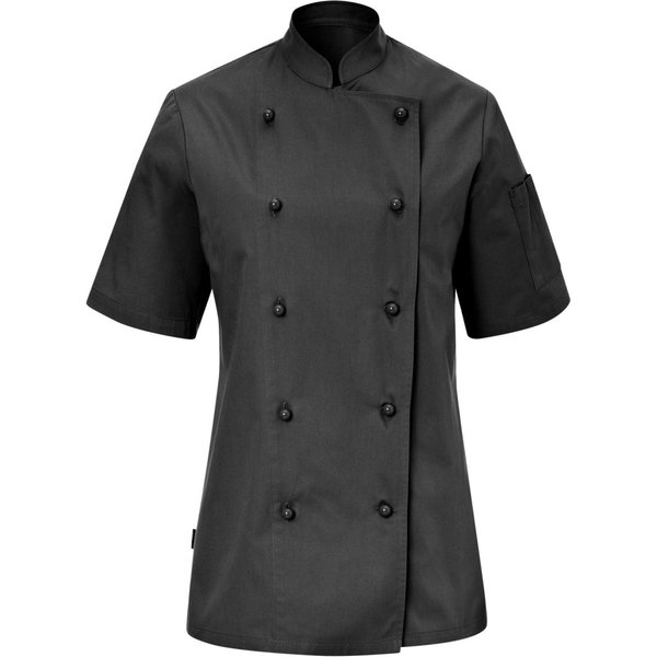 PULSIVA Veste de cuisine femme Milan manches courtes; Taille 38; noir