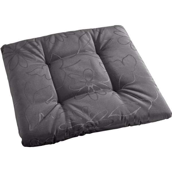 ERWIN M. Coussin de chaise Floralie; 40x40x4 cm (lxLxH); gris ardoise; carré(e)
