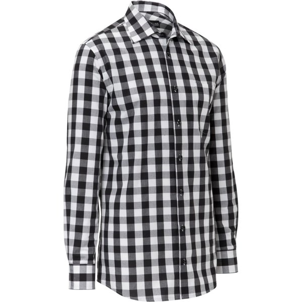 JOBELINE Camicia da uomo Davis maniche lunghe; Taglia 45/46; nero/bianco